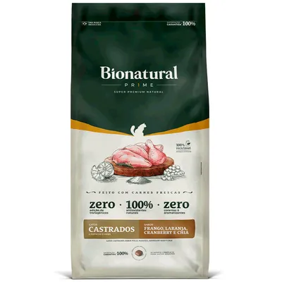 Ração Bionatural Prime Gatos Castrados Frango
