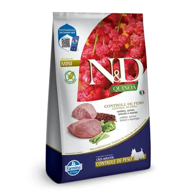 Ração N&D Quinoa Controle de Peso Cães Adultos Raças Mini Cordeiro