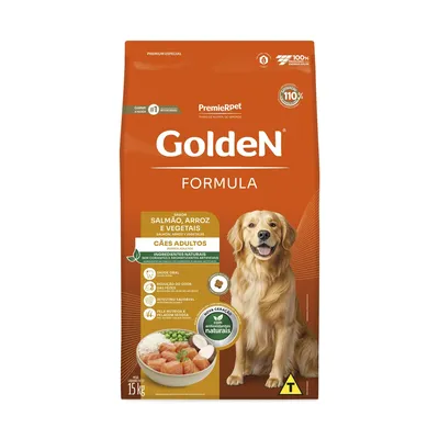 Ração Golden Fórmula Cães Adultos Salmão, Arroz e Vegetais