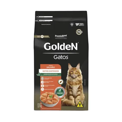 Ração Golden Gatos Adultos Castrados Salmão