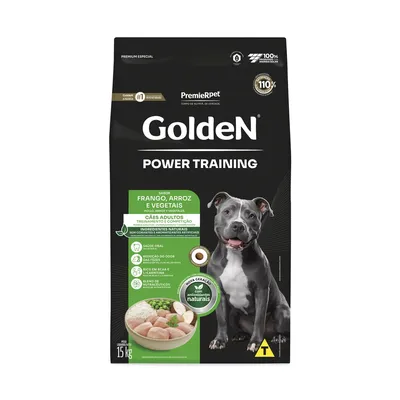 Ração Golden Power Training Cães Adultos Frango, Arroz e Vegetais