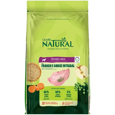 Ração Guabi Natural Cães Filhotes Médios Frango e Arroz Integral