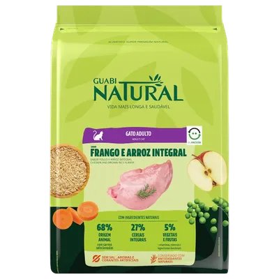 Ração Guabi Natural Gatos Adultos Frango e Arroz Integral