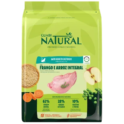 Ração Guabi Natural Gato Adulto Castrado Frango e Arroz Integral