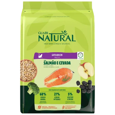 Ração Guabi Natural Gatos Adultos Salmão e Cevada