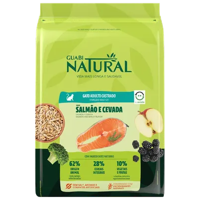 Ração Guabi Natural Gatos Adultos Castrados Salmão e Cevada
