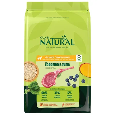 Ração Guabi Natural Cães Adultos Grandes Cordeiro e Aveia