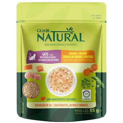 Ração Úmida Guabi Natural Gatos Castrado Salmão e Frango