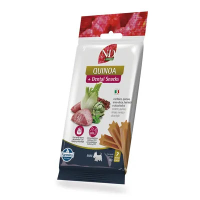 Petisco Dental N&D Quinoa Cães Mini e Pequenos Cordeiro, Quinoa, Erva-doce, Hortelã e Alcachofra