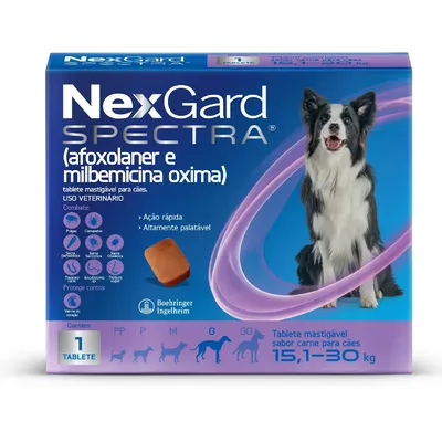 NexGard Spectra 15,1 a 30kg: Antipulgas, Carrapatos e Vermífugo