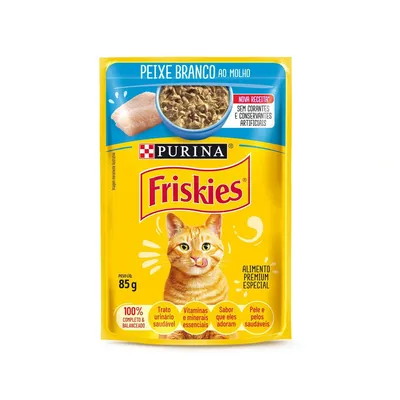 Ração Úmida Friskies Gatos Adultos Peixe Branco ao Molho