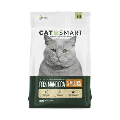 Areia Higiênica Cat Smart Bio Mandioca para Gatos Grãos Médios