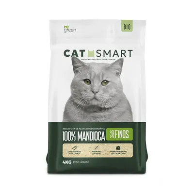Areia Higiênica Cat Smart Bio Mandioca para Gatos Grãos Finos