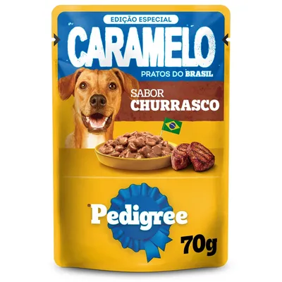 Ração Úmida Pedigree Caramelo Cães Adultos Sachê Churrasco