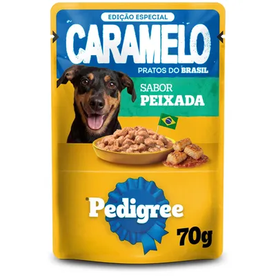 Ração Úmida Pedigree Caramelo Cães Adultos Sachê Peixada
