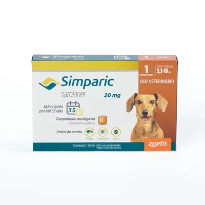 Antipulgas Simparic 20mg para Cães 5 a 10kg