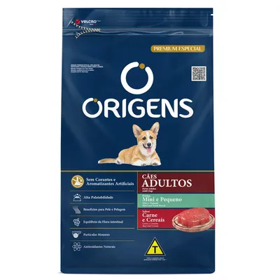 Ração Origens Cães Adultos Minis e Pequenos Carne e Cereais