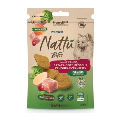 Petisco Premier Nattu Bites de Frango para Cães