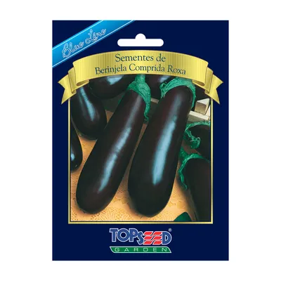 Sementes de Berinjela Comprida Roxa Blue Line Topseed Garden