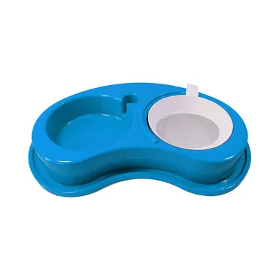 Comedouro Plástico Anti-Formiga Luxo Duplo Furacão Pet Azul