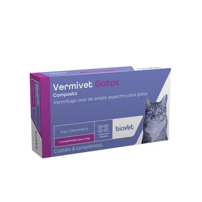 Vermífugo Vermivet para Gatos Composto Biovet