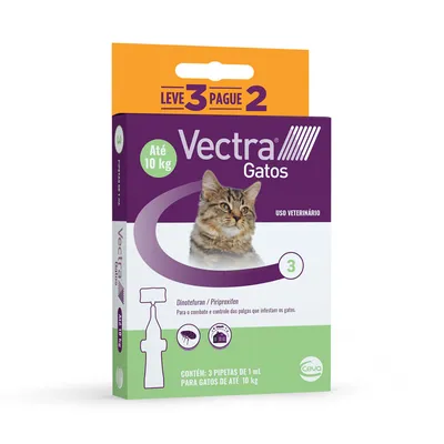 Antipulgas Vectra 1ml Gatos até 10kg Leve 3 Pague 2