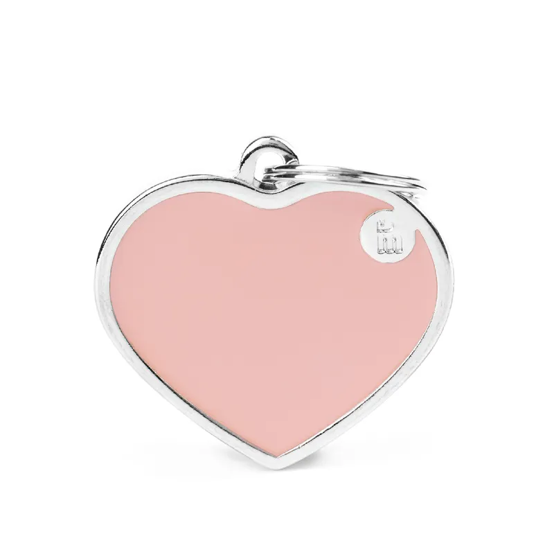 Placa de Identificação Handmade Coração Rosa MyFamily