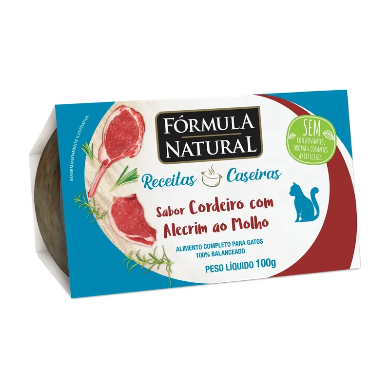 Ração Úmida Fórmula Natural Receita Caseira Gatos Cordeiro com Alecrim a Molho