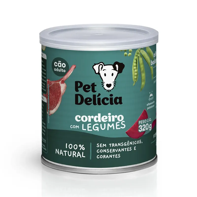 Ração Úmida Pet Delícia Cães Cordeiro com Legumes