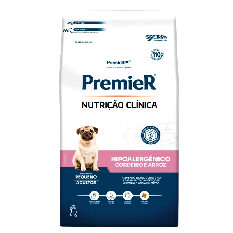 Ração Premier Nutrição Clínica Hipoalergênico Cães Pequeno Porte Cordeiro e Arroz