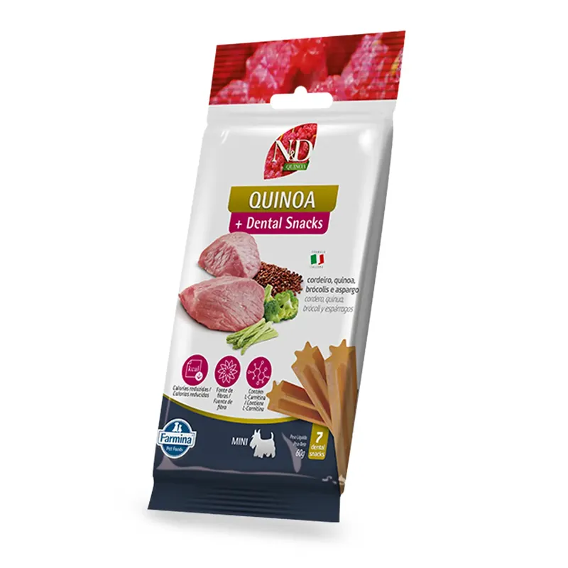 Petisco Dental N&D Quinoa Controle de Calorias Cães Mini e Pequenos Cordeiro, Quinoa, Brócolis e Aspargo